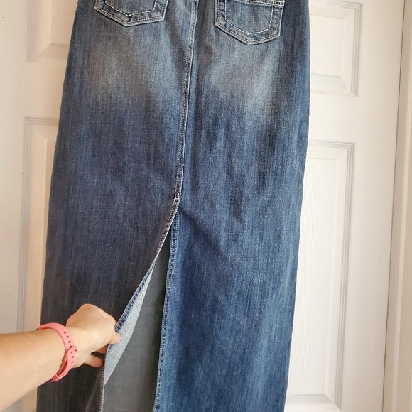 Maurice  Distressed Denim Skirt  1/2 - Picture 4 of 6